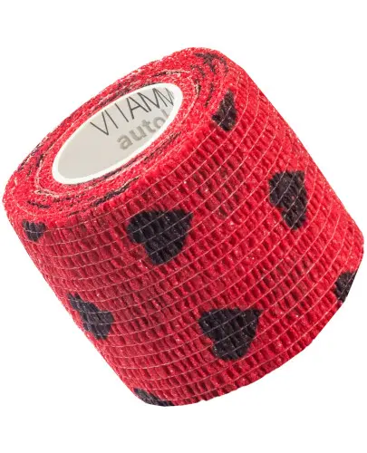 Vitammy autoband elastyczny bandaż kohezyjny 5 cm x 4,5 m serduszka czarne 1 sztuka zdjęcie