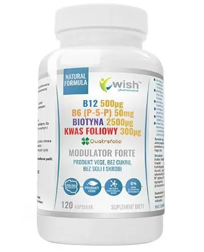 Wish Modulator Forte B12 + B6 (P-5-P) + Biotyna + Kwas Foliowy 120 kapsułek zdjęcie