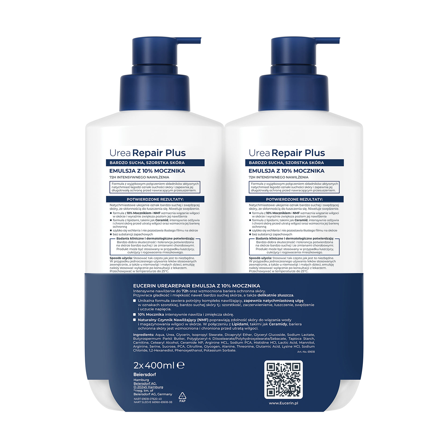 Eucerin UreaRepair Emulsja z 10% Mocznikiem, 2 x 400 ml