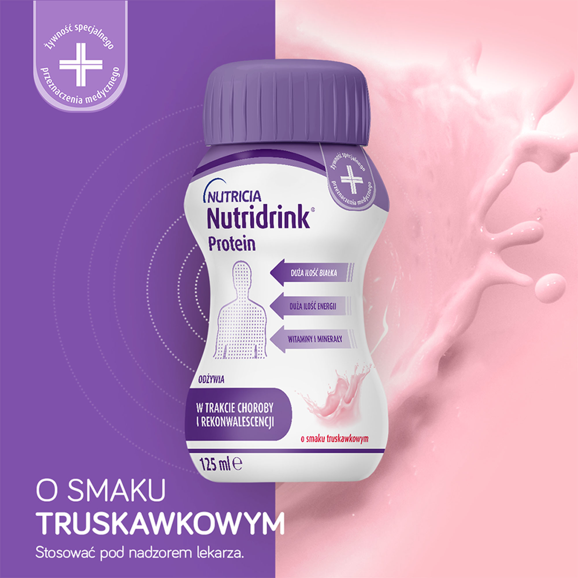 Nutridrink Protein, o smaku truskawkowym, 4 x 125 ml