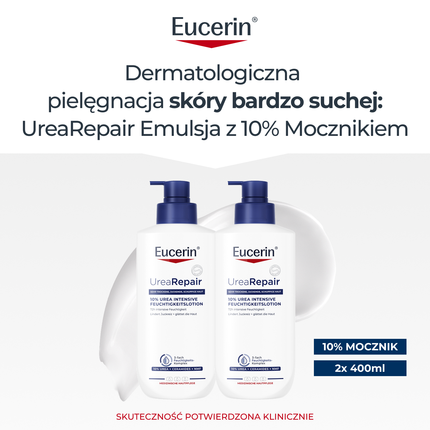 Eucerin UreaRepair Emulsja z 10% Mocznikiem, 2 x 400 ml