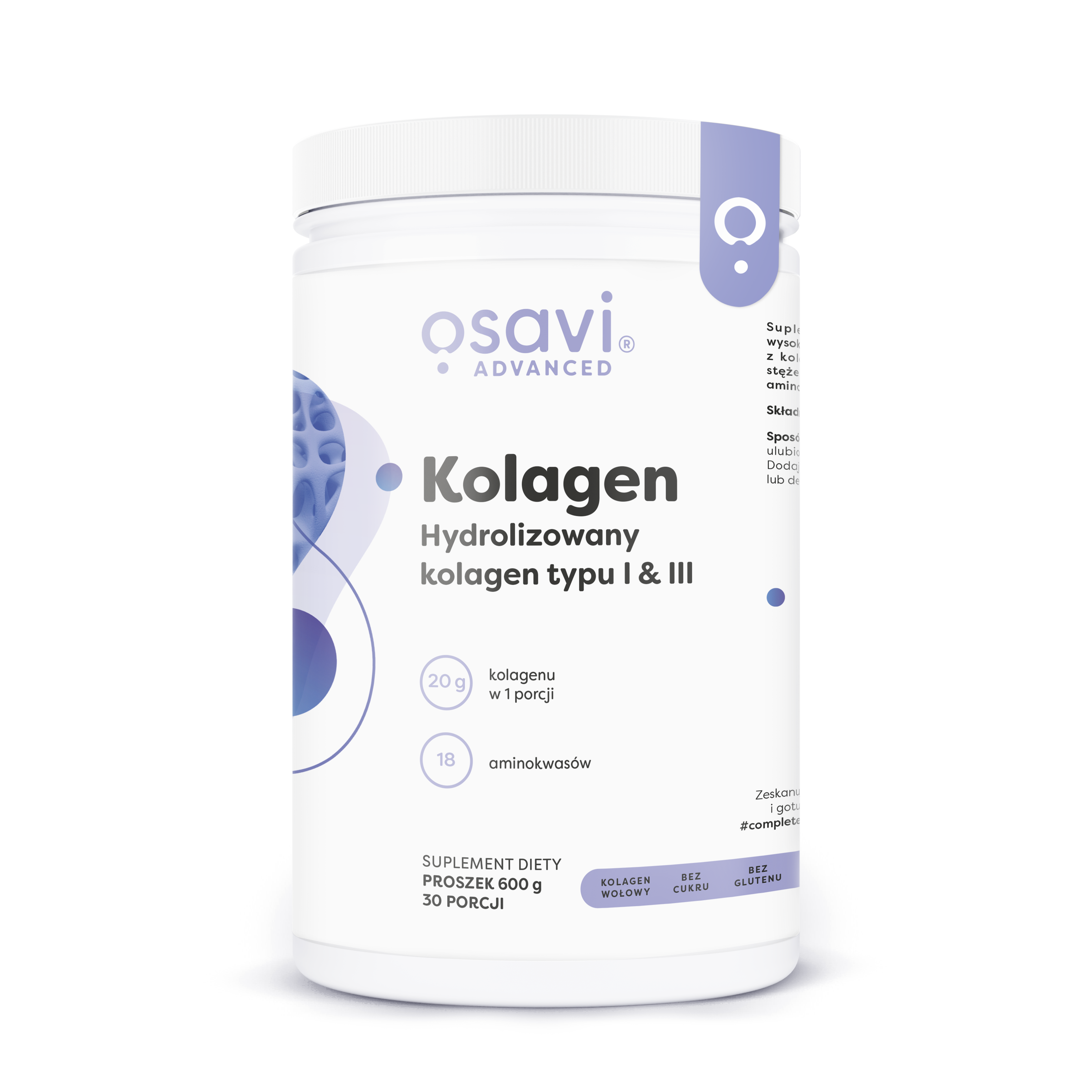 Osavi Kolagen Hydrolizowany Typu I & III, bezsmakowy, 600 g zdjęcie