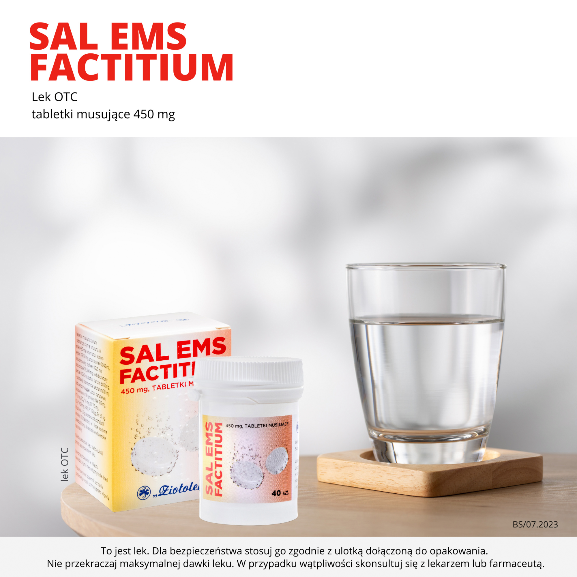 Sal Ems factitium, 450mg sztuczna sól emska, 40 tabletek musujących