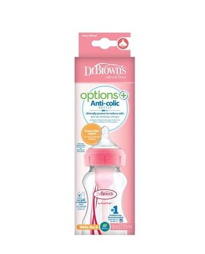 Dr Brown's Butelka różowa Options+ szeroka szyjka - 270 ml  zdjęcie