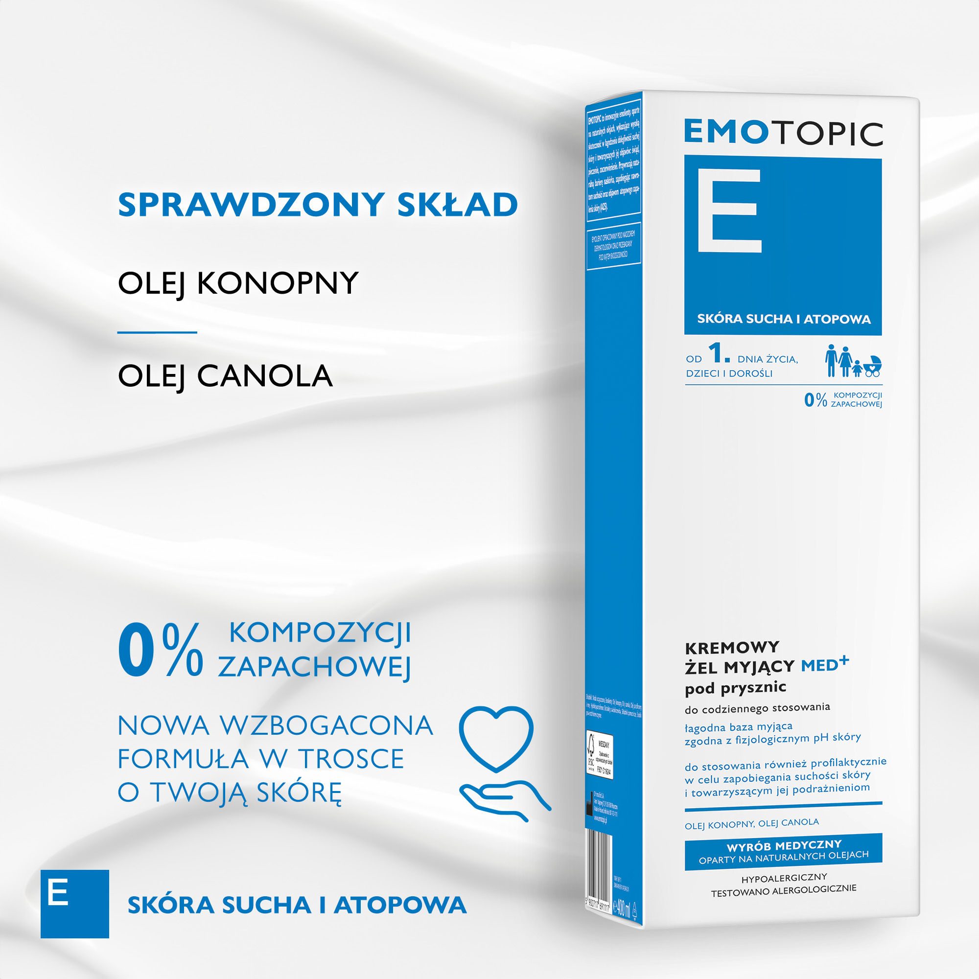Emotopic kremowy żel myjący MED+ pod prysznic do codziennego stosowania 400 ml