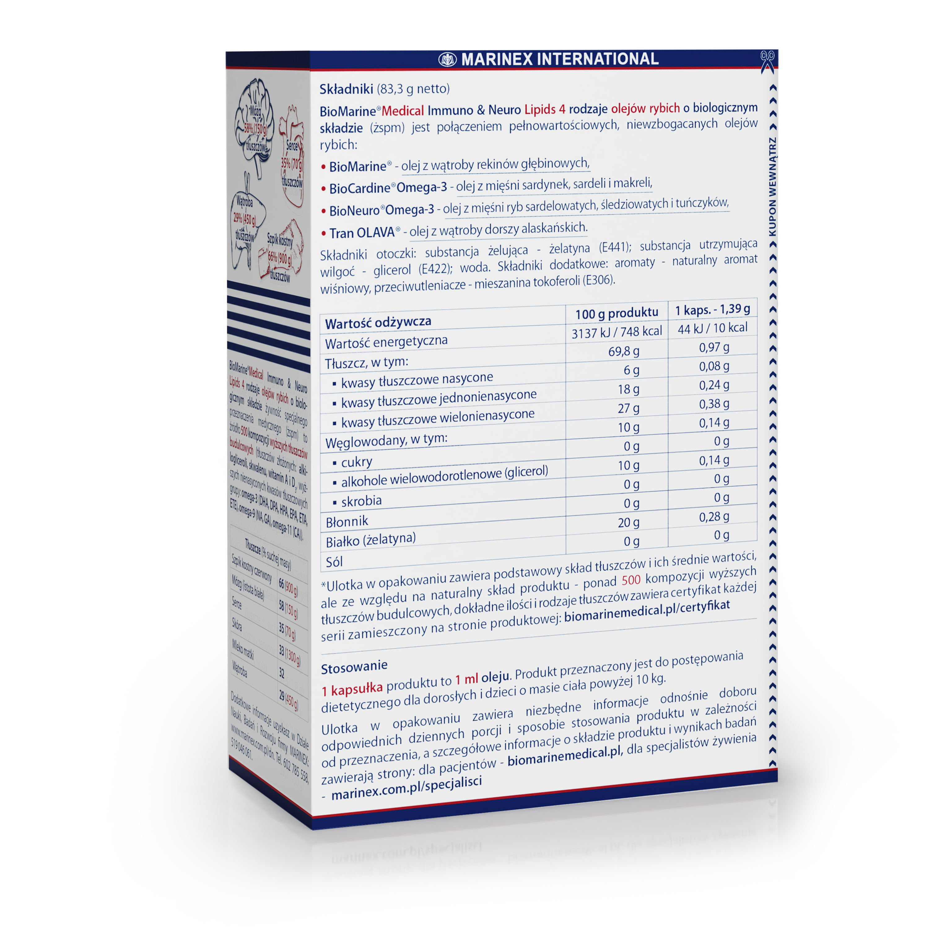 Biomarine Medical Immuno & Neuro Lipids, 4 rodzaje olejów rybich o biologicznym składzie, kapsułki, 60 sztuk
