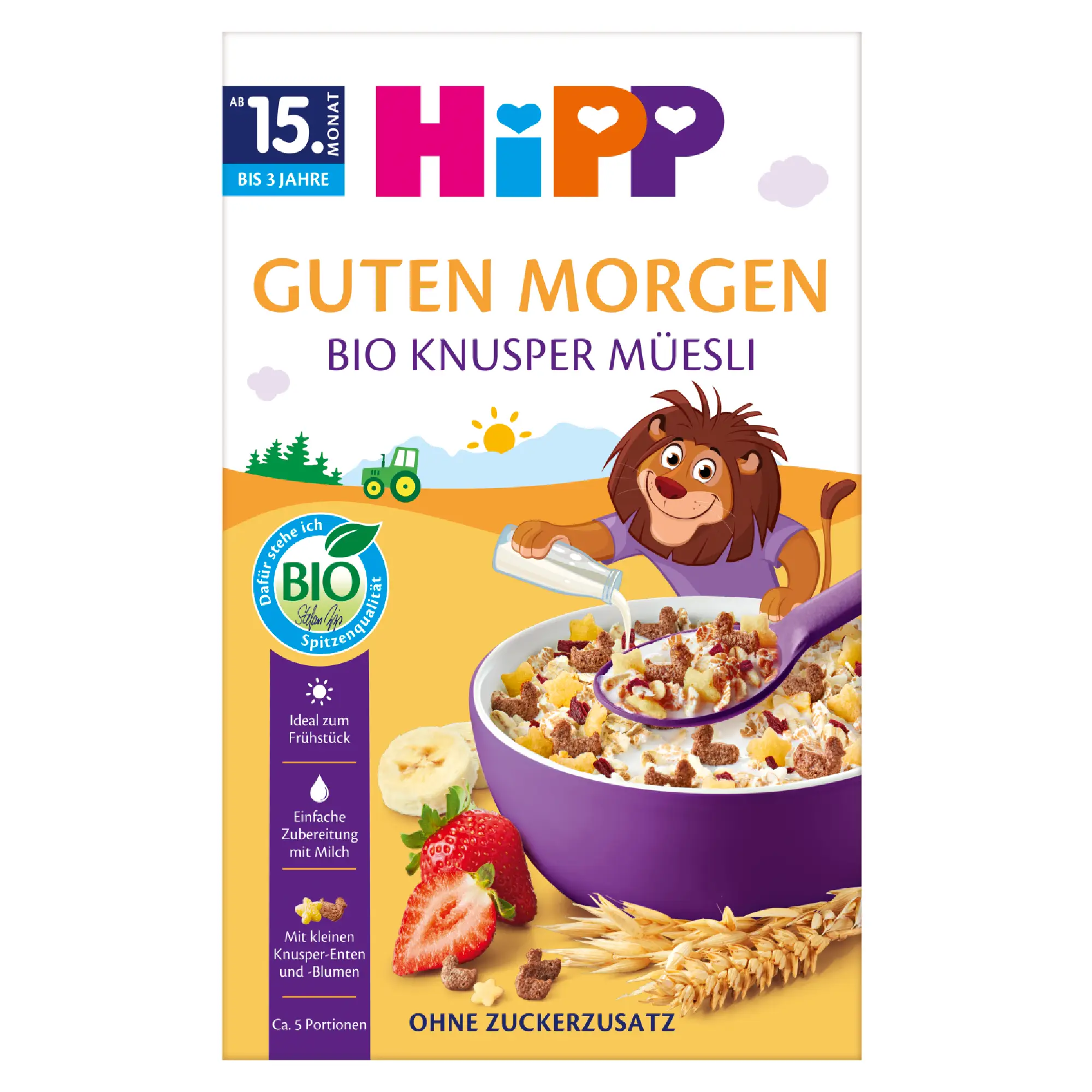 HiPP BIO Chrupiące musli z bananami i truskawkami 15 m+, 200 g zdjęcie