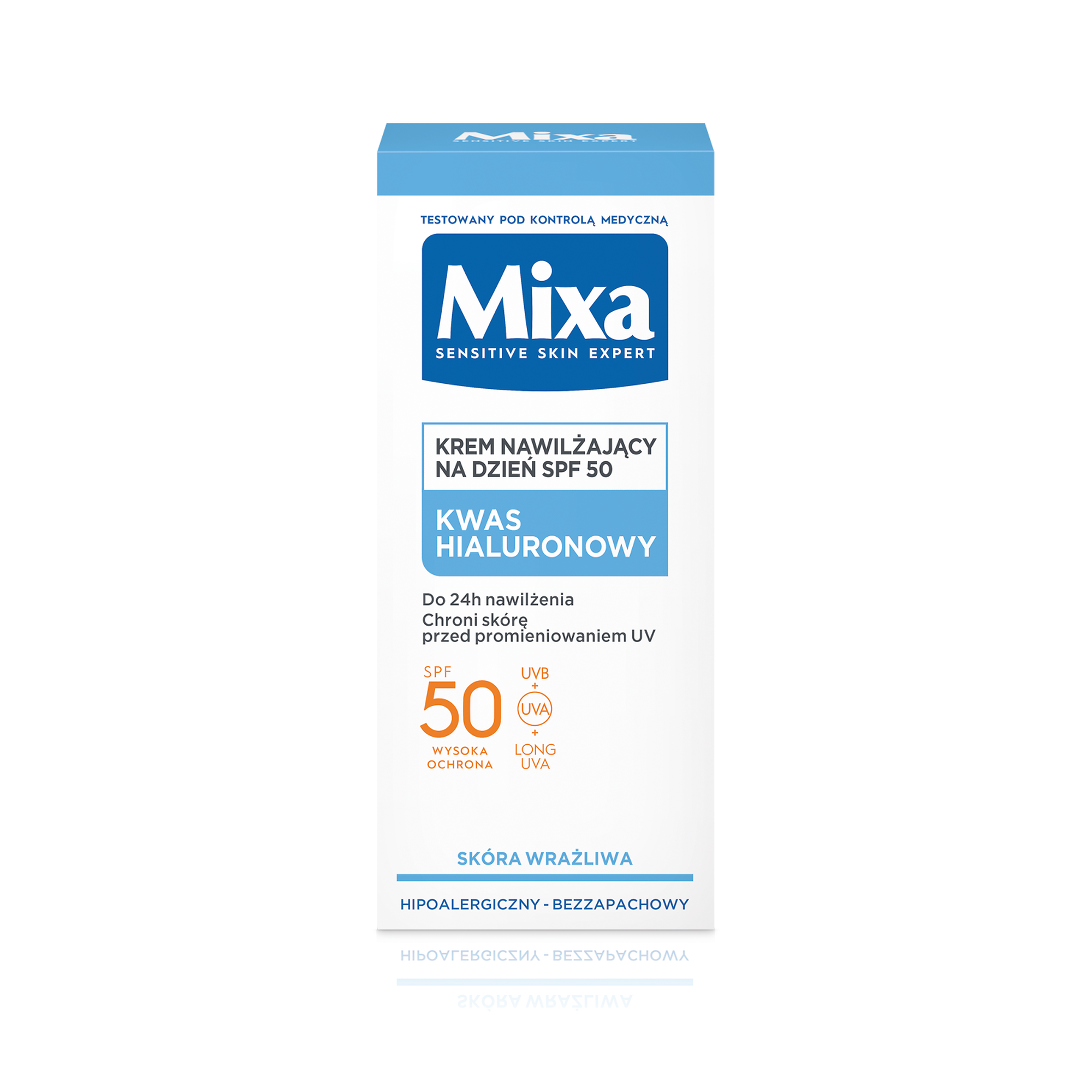 Mixa Kwas Hialuronowy Nawilżający krem do twarzy SPF50, 50 ml