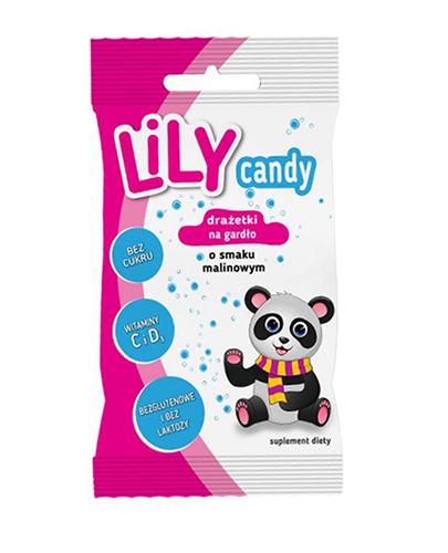 Lily Candy Drażetki na gardło o smaku malinowym bez cukru bezglutenowe, 40 g, cena, opinie, składniki zdjęcie
