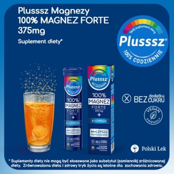 Plusssz 100% Magnez Forte + B-complex, tabletki musujące, 20 sztuk