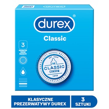 Durex Classic, prezerwatywy klasyczne gładkie, 3 sztuki