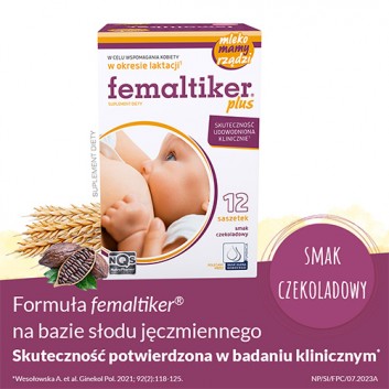 Femaltiker Plus smak czekoladowy, proszek w saszetkach, 12 sztuk