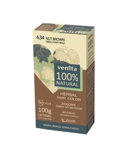 Venita Herbal Hair Color, ziołowa farba do włosów, 4.34 Orzechowy Brąz, 100 g zdjęcie