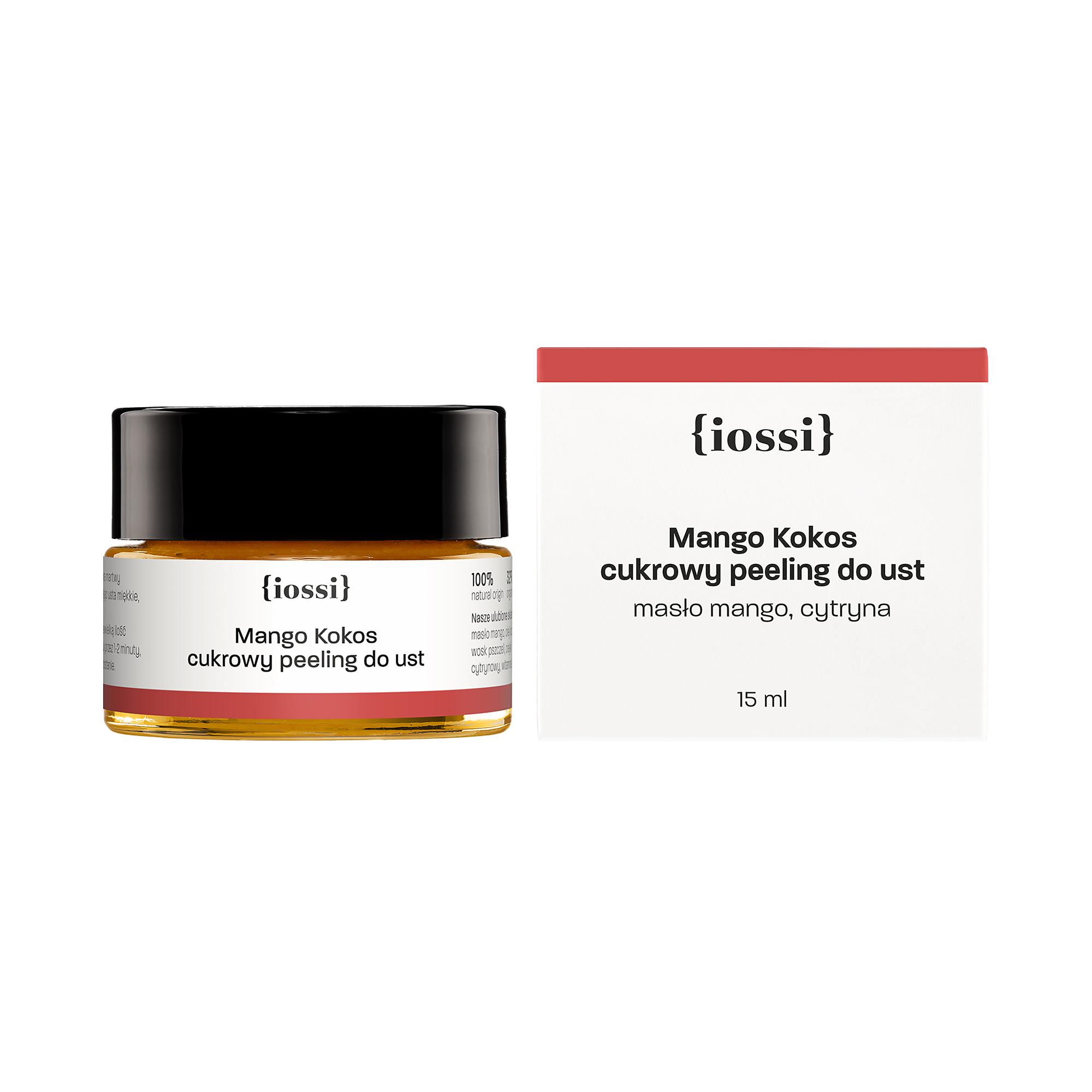 Iossi, Mango Kokos, cukrowy peeling do ust, 15 ml