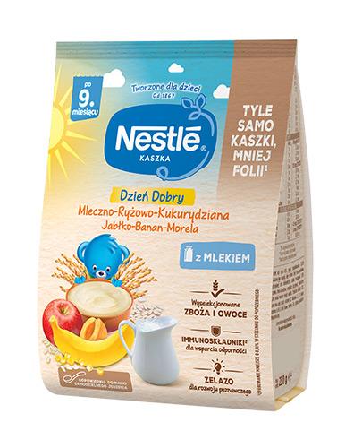 Nestle Dzień dobry Kaszka mleczna ryżowo-kukurydziana banan, jabłko, morela po 9. m-cu - 230 g - cena, opinie, stosowanie zdjęcie