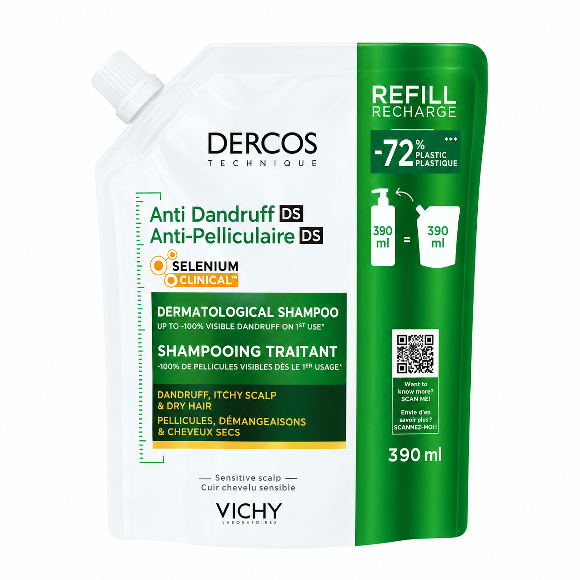 Vichy Dercos Szampon Przeciwłupieżowy włosy suche, Refill, 390 ml zdjęcie