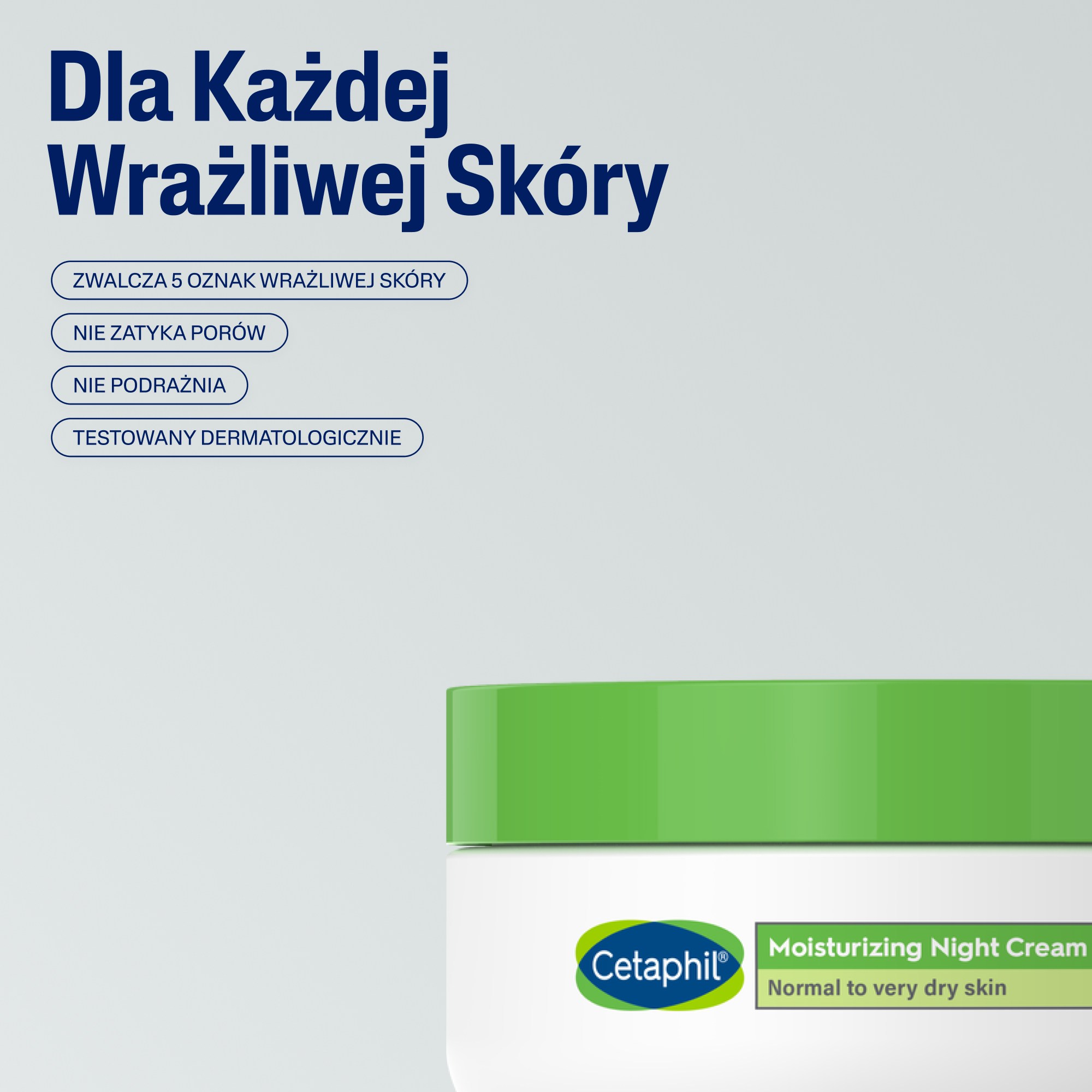Cetaphil, krem nawilżający do twarzy na noc z kwasem hialuronowym, 48 ml