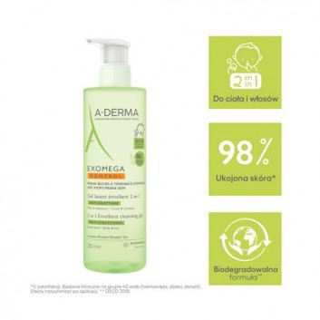 A-derma Exomega Control Skóra sucha skłonna do atopii Żel emolient do mycia 2 w 1 przeciw drapaniu od 1. dnia życia - Ciało & włosy, 500 ml