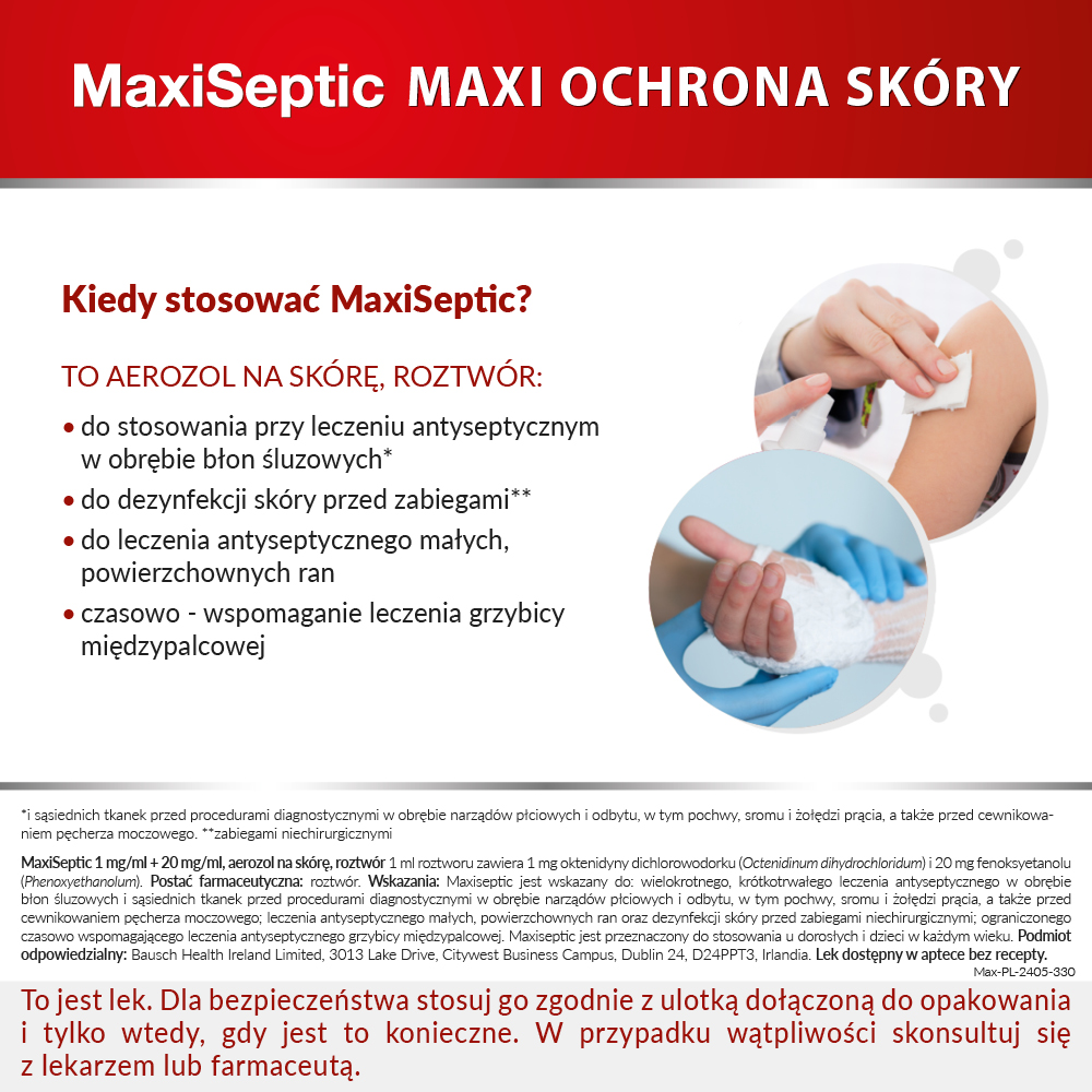 Maxiseptic 1mg/ml + 20mg/ml aerozol na skórę 50 ml