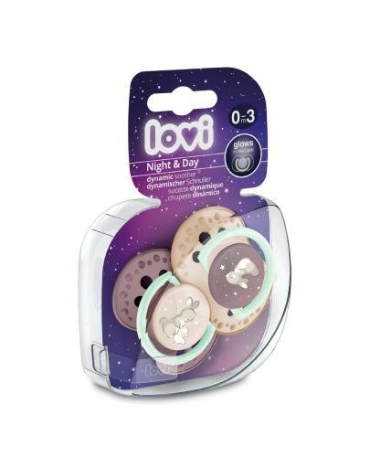 LOVI Smoczek silikonowy dynamiczny 0-3m Night&Day Girl 2 sztuki zdjęcie