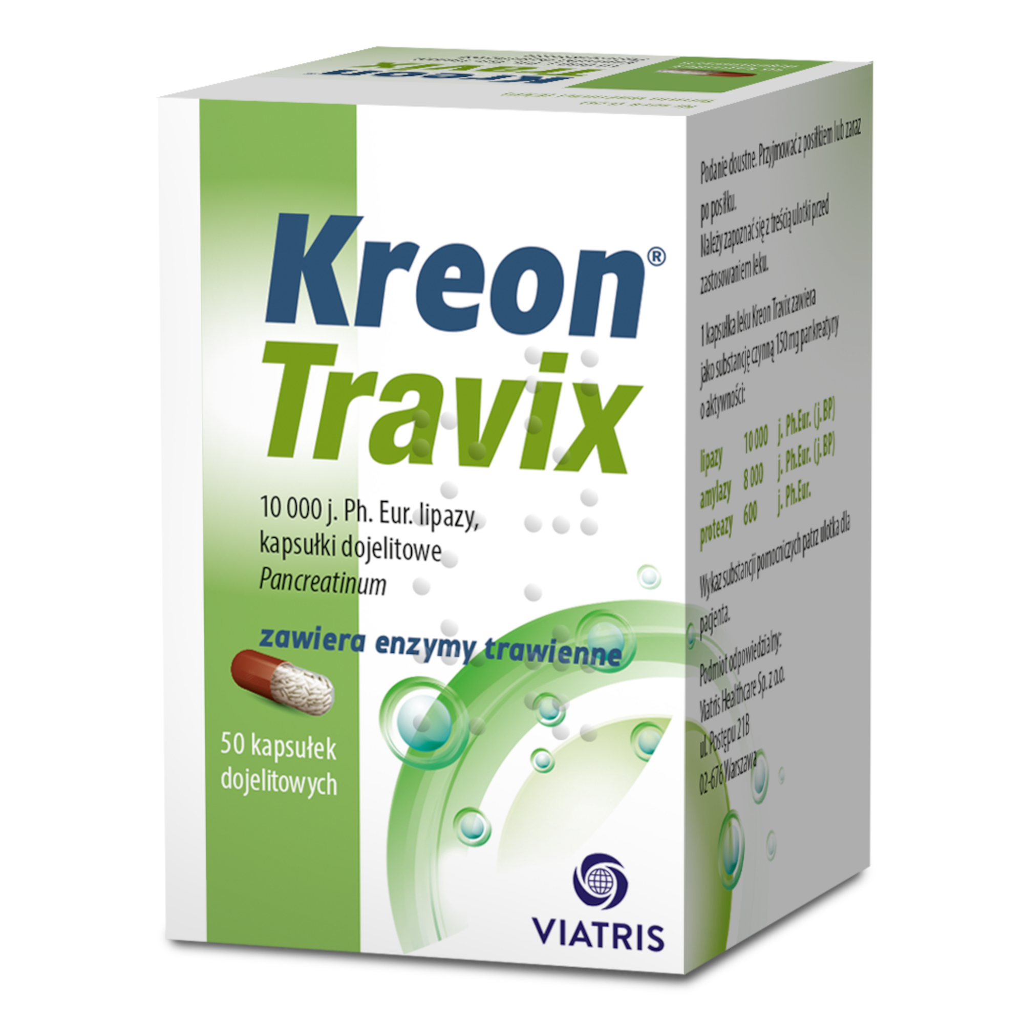 Kreon Travix, 10 000, kapsułki dojelitowe, 50 sztuk zdjęcie