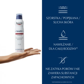 Eucerin Aquaphor Maść regenerująca w sprayu do skóry suchej popękanej i podrażnionej dla dorosłych i niemowląt, 250 ml, cena, opinie, stosowanie