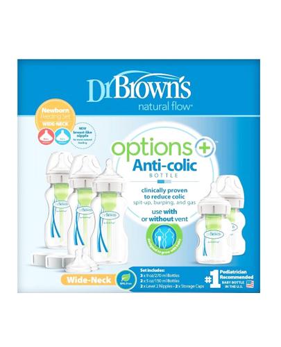 Dr Brown's Zestaw startowy duży Options+ szeroka szyjka - 1 szt. Do karmienia niemowląt - cena, opinie, stosowanie  zdjęcie