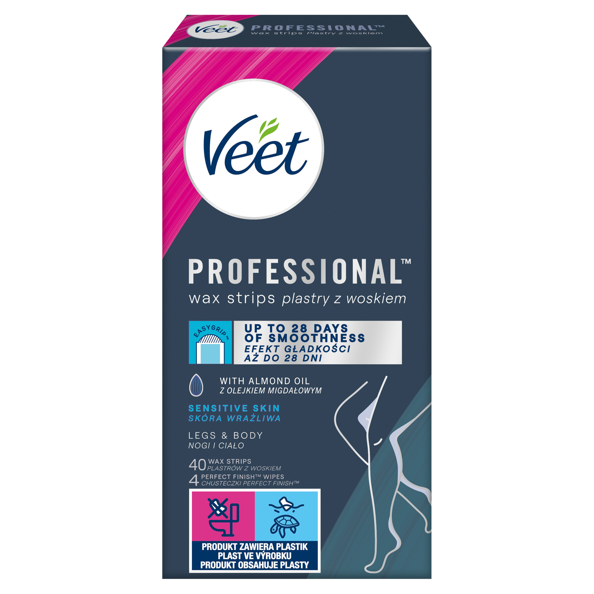 Veet Plastry do depilacji z woskiem dla skóry wrażliwej, 40 sztuk zdjęcie