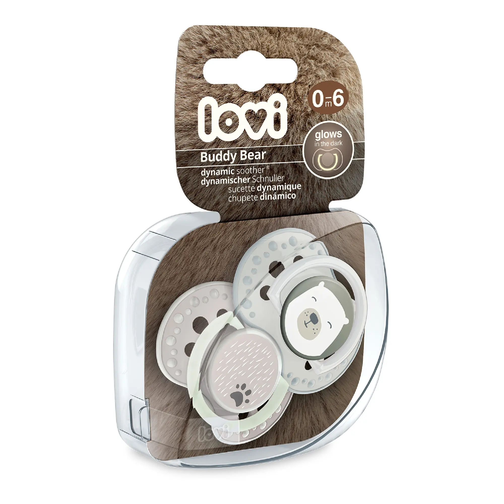 Smoczek silikonowy dynamiczny LOVI 0-6 m Buddy Bear 22/863, 2 sztuki zdjęcie