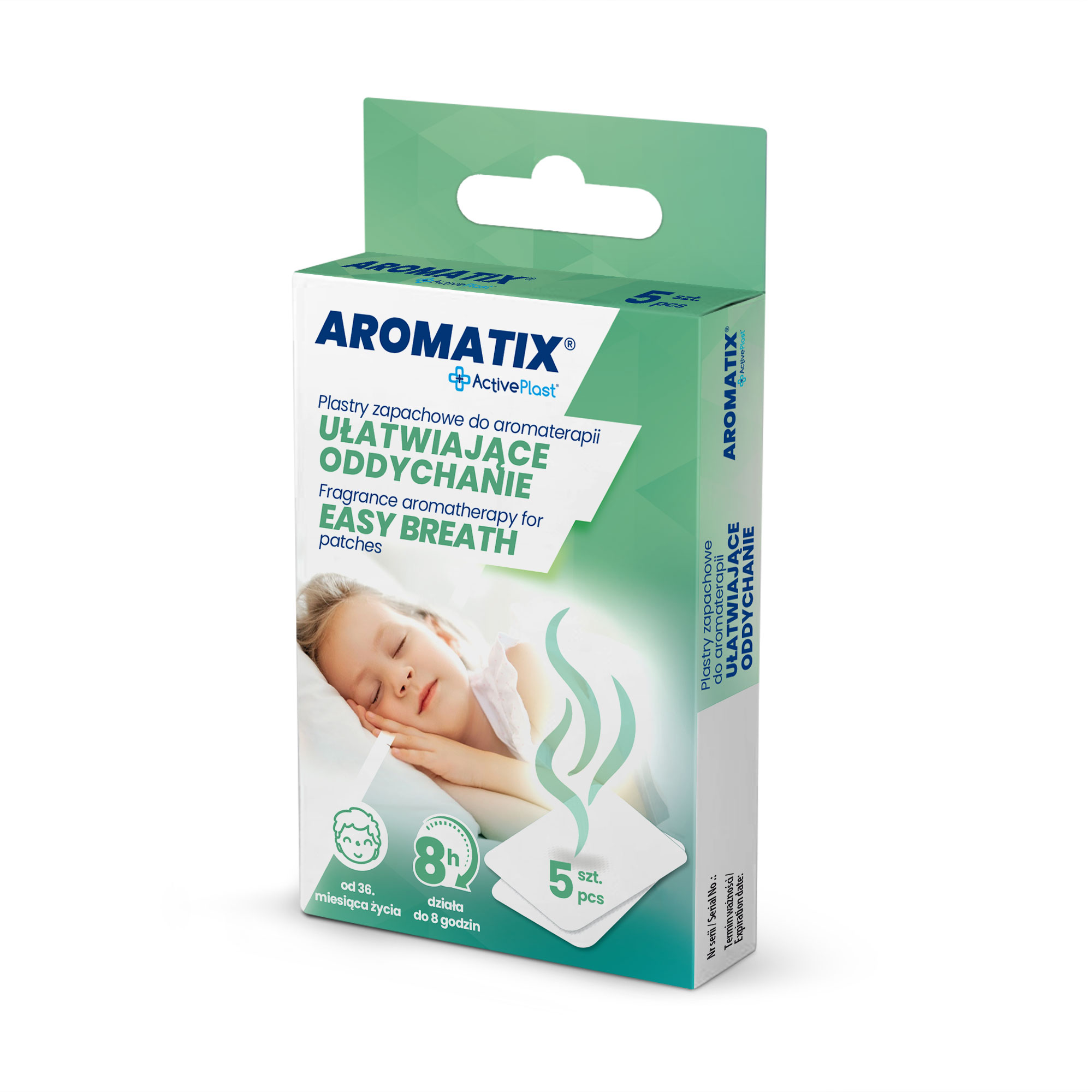 Aromatix, Plastry zapachowe do aromaterapii ułatwiające oddychanie +36M, 5 sztuk zdjęcie