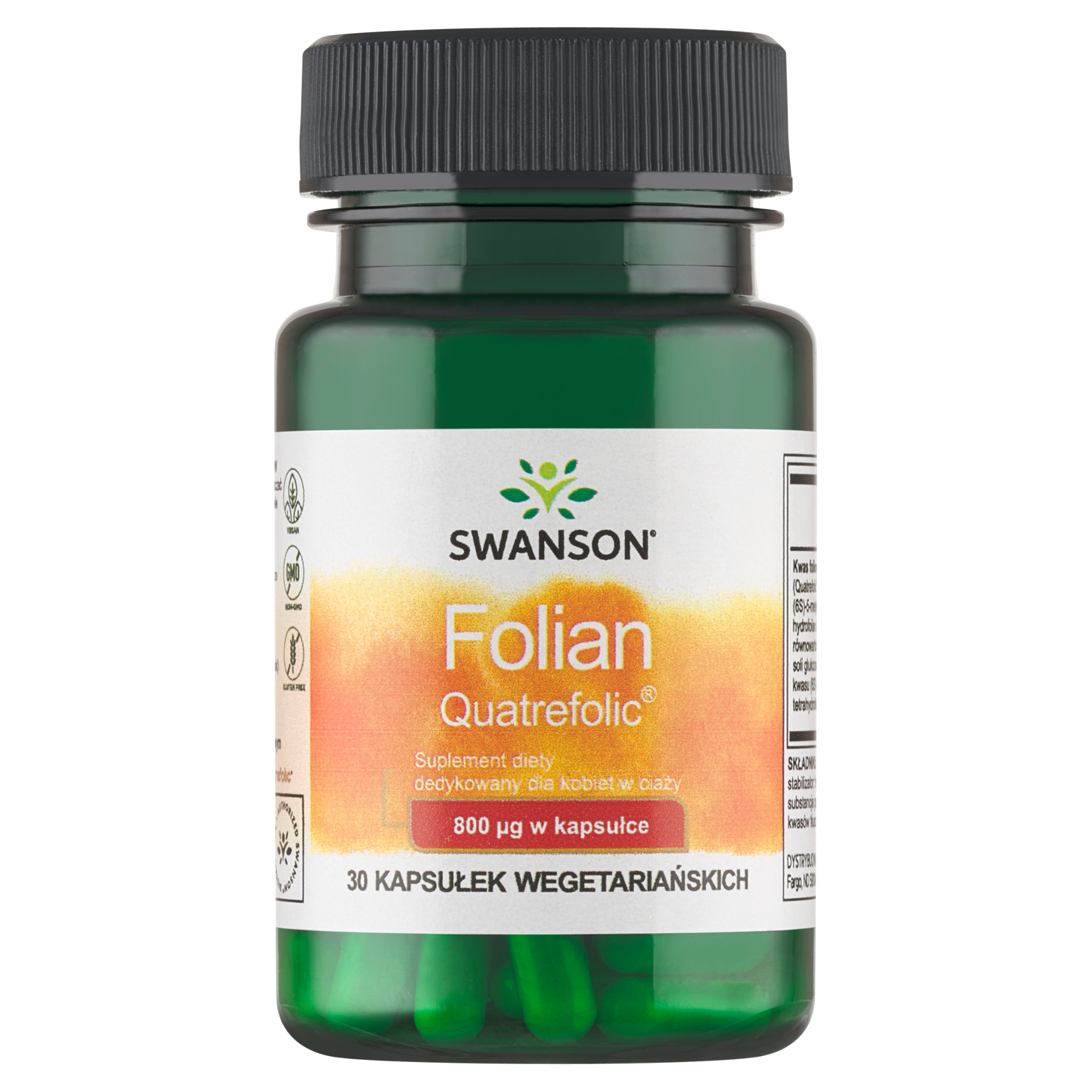 Swanson Folian Quatrefolic (kwas foliowy) 800µg 30 kapsułek zdjęcie