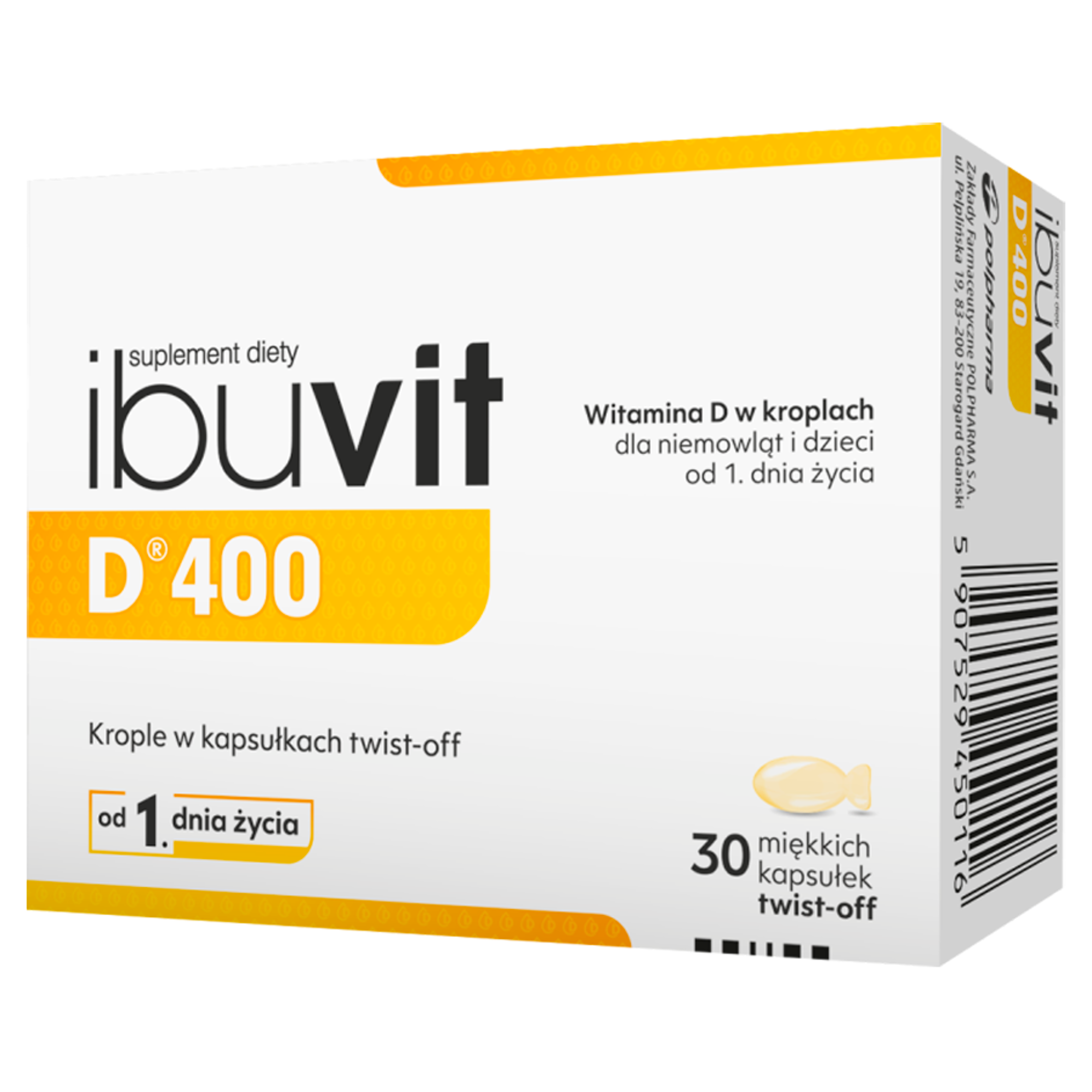 IbuVit D 400 witamina D dla niemowląt i dzieci, krople 30 kapsułek zdjęcie