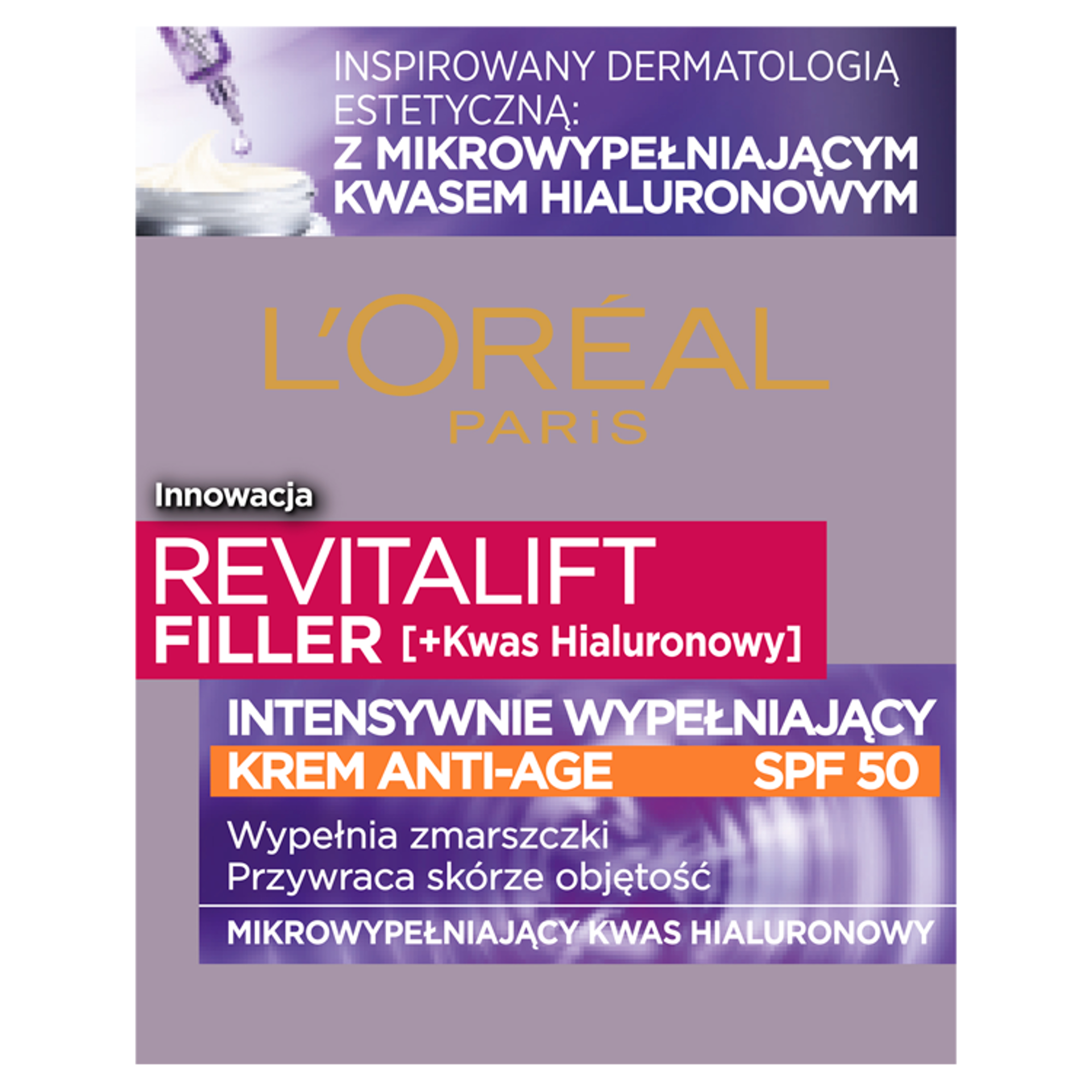 L'Oreal Paris Revitalift Filler Krem anti - age intensywnie wypełniający SPF 50, 50 ml  zdjęcie