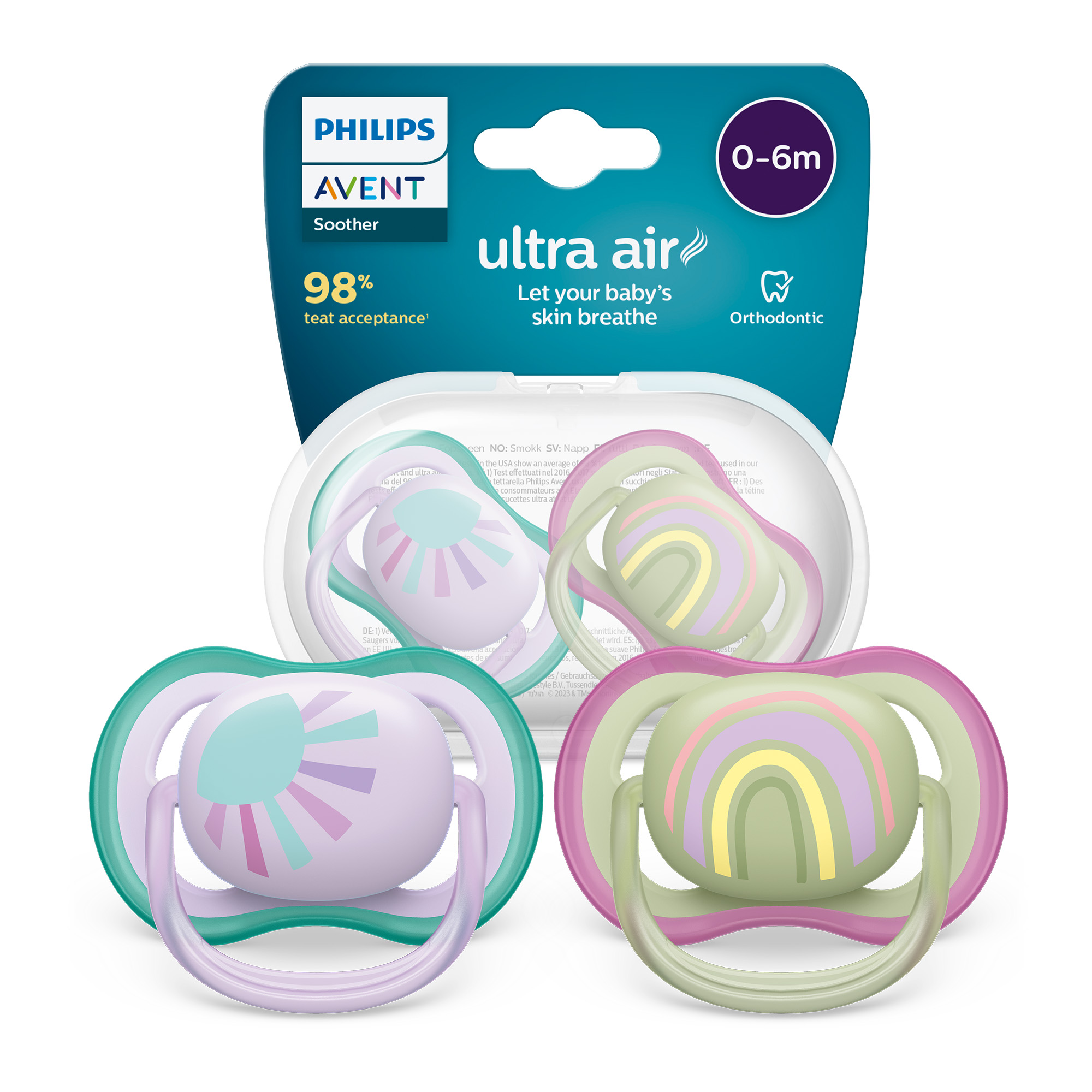 Avent Philips Ultra Air smoczek uspokajający 0-6m 2 sztuki [SCF085/59]  zdjęcie