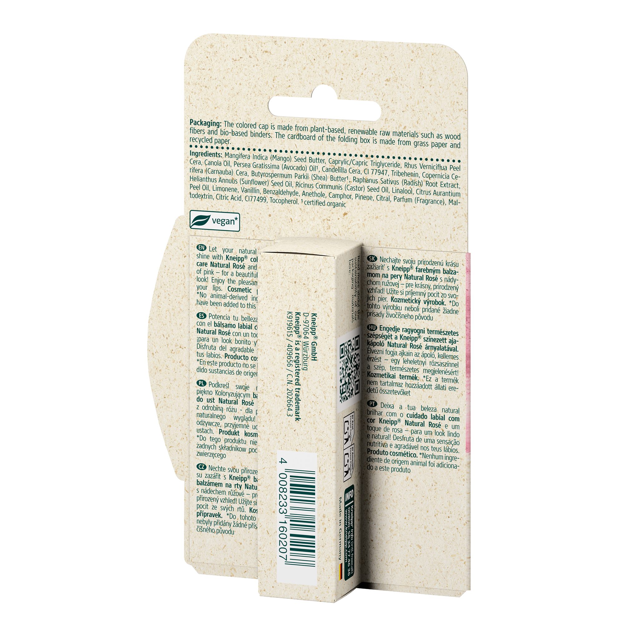 Kneipp Koloryzujący balsam do ust Natural Rose, 3,5 g