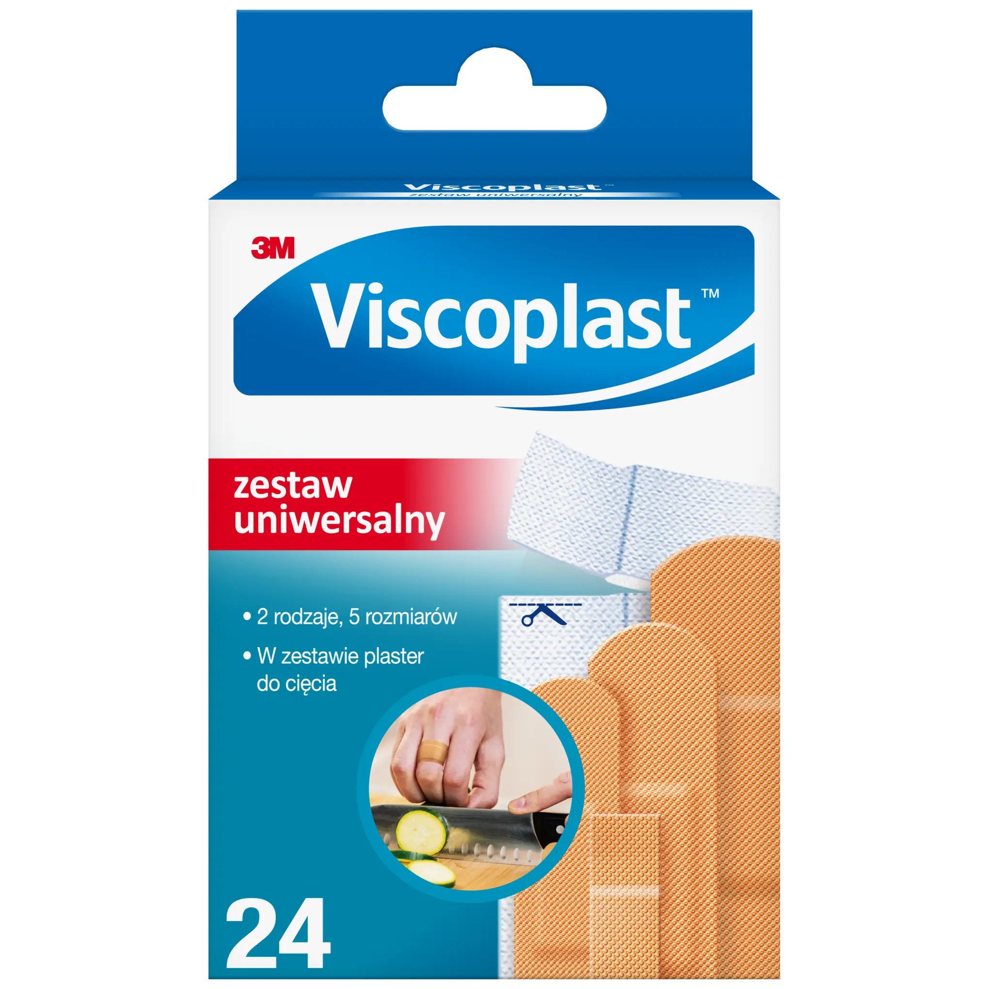 Viscoplast Zestaw uniwersalnych plastrów 2 rodzaje 5 rozmiarów, 24 sztuki zdjęcie