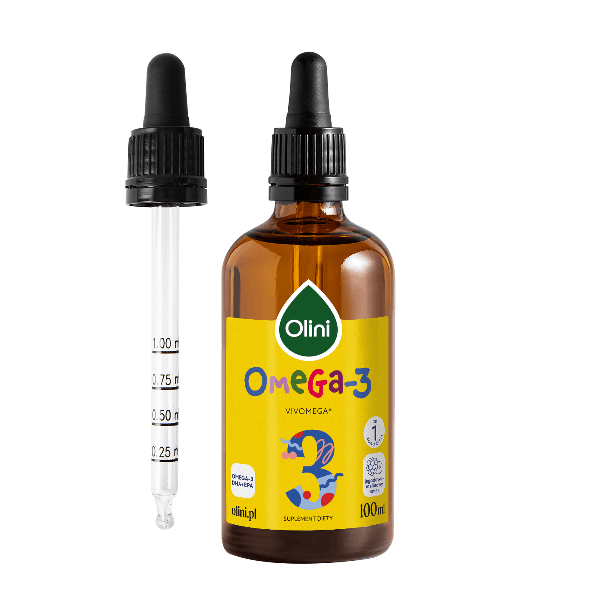 Olini Omega-3 o smaku jagodowo-malinowym, 100 ml zdjęcie