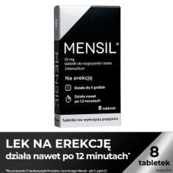 Mensil, 25 mg, tabletki do rozgryzania, żucia, 8 sztuk