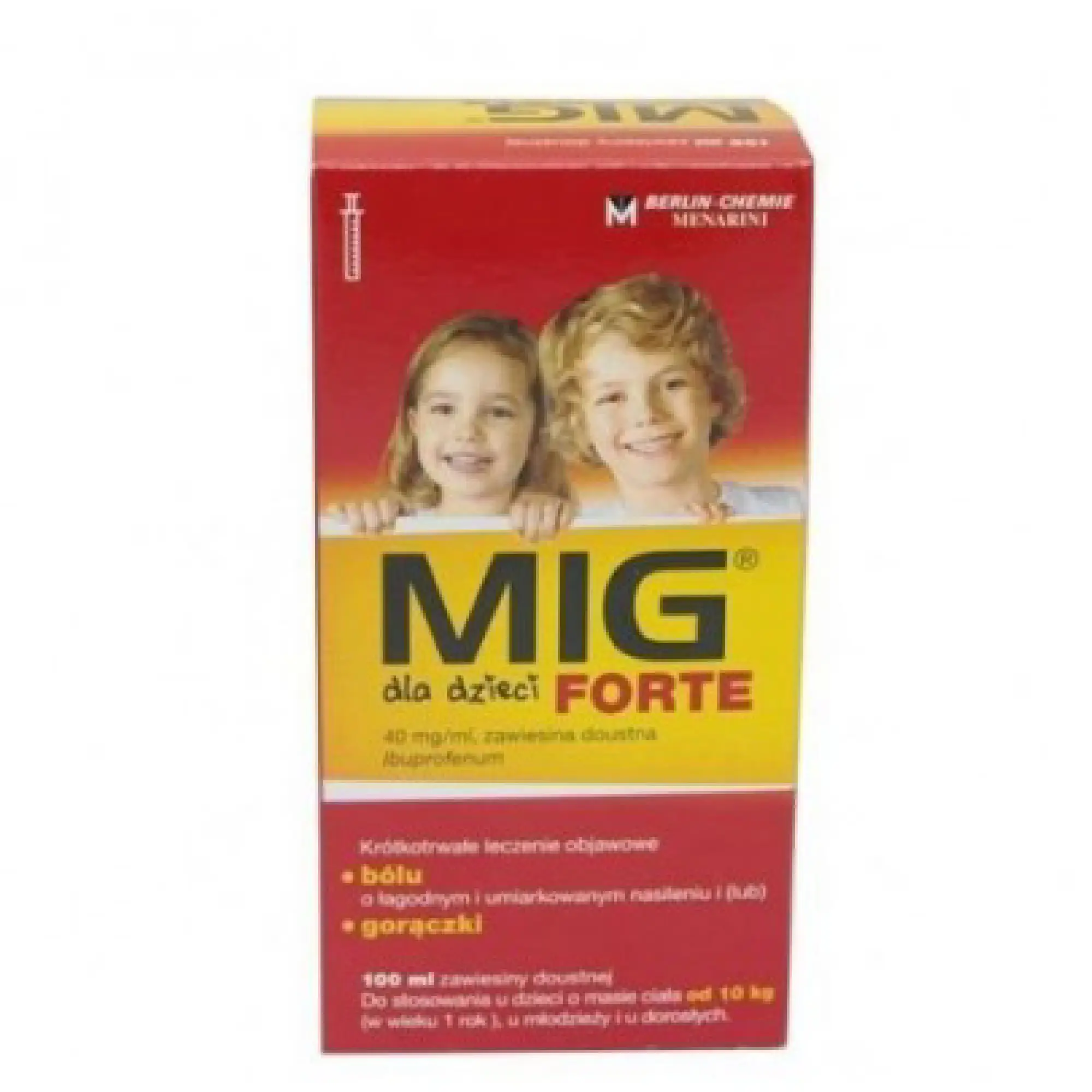 MIG dla dzieci Forte, 40 mg/ml, zawiesina doustna o smaku truskawkowym, 100 ml zdjęcie