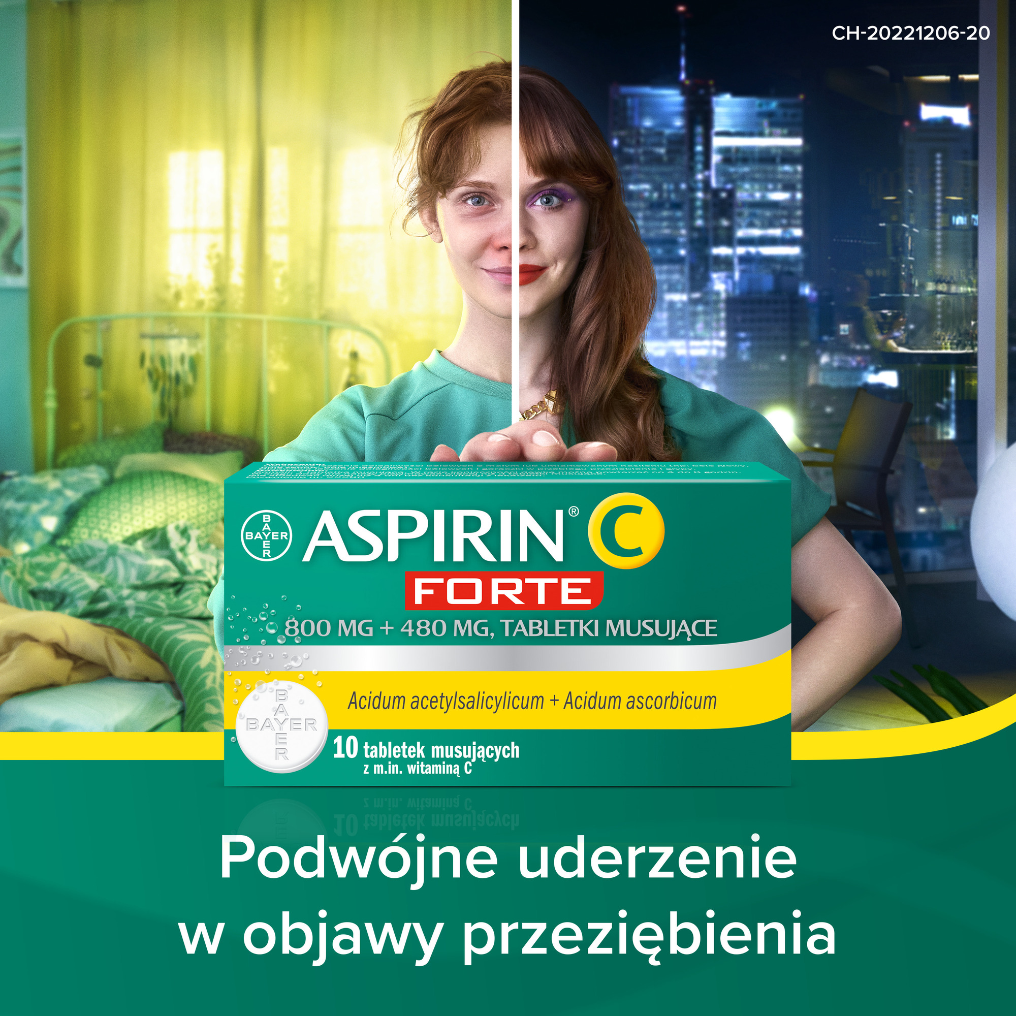 Aspirin C Forte 800mg + 480mg 10 tabletek musujących z witaminą C