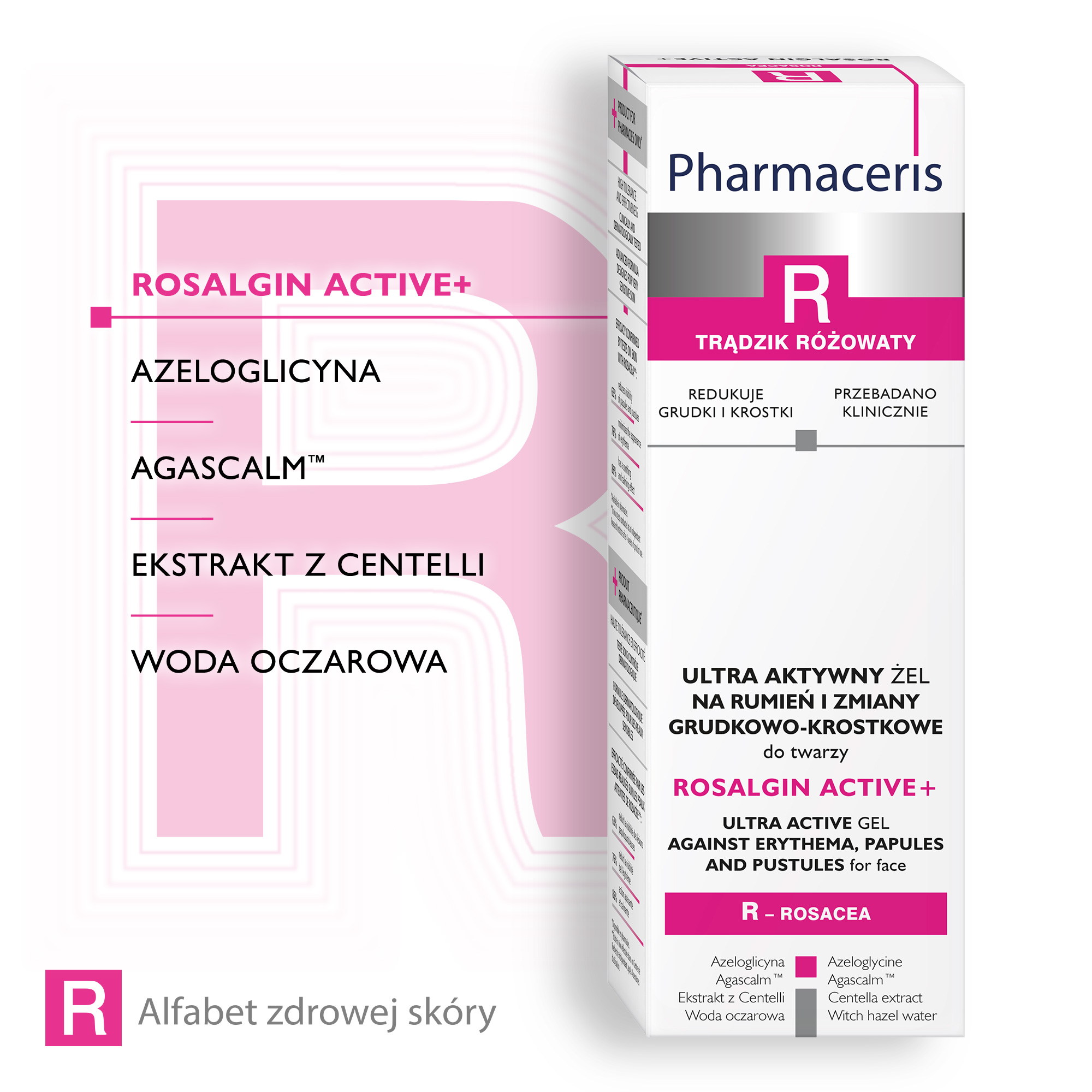 Pharmaceris R Rosalgin Active + Ultra Aktywny Żel na rumień i zmiany grudkowo - krostkowe do twarzy, 30 ml