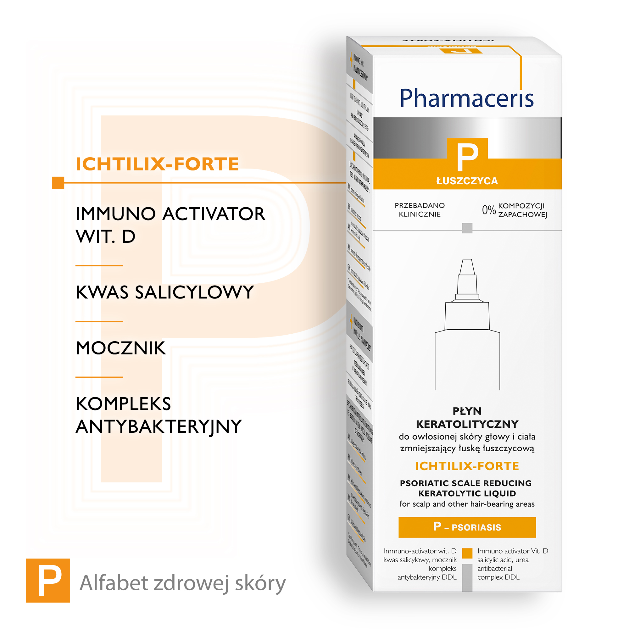 PHARMACERIS P ICHTILIX-FORTE Płyn keratolityczny do owłosionej skóry głowy i ciała - 125 ml