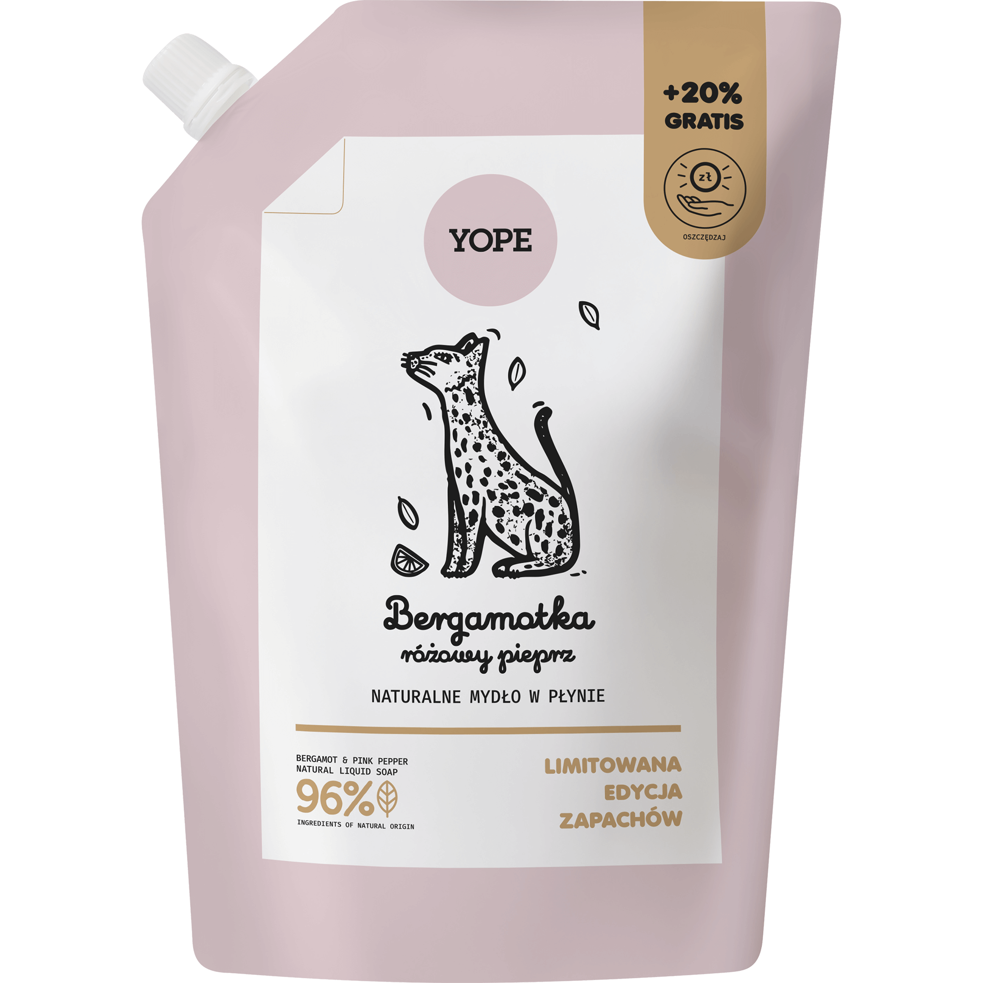 Yope Refill, mydło w płynie, Bergamotka Różowy Pieprz, 600 ml zdjęcie