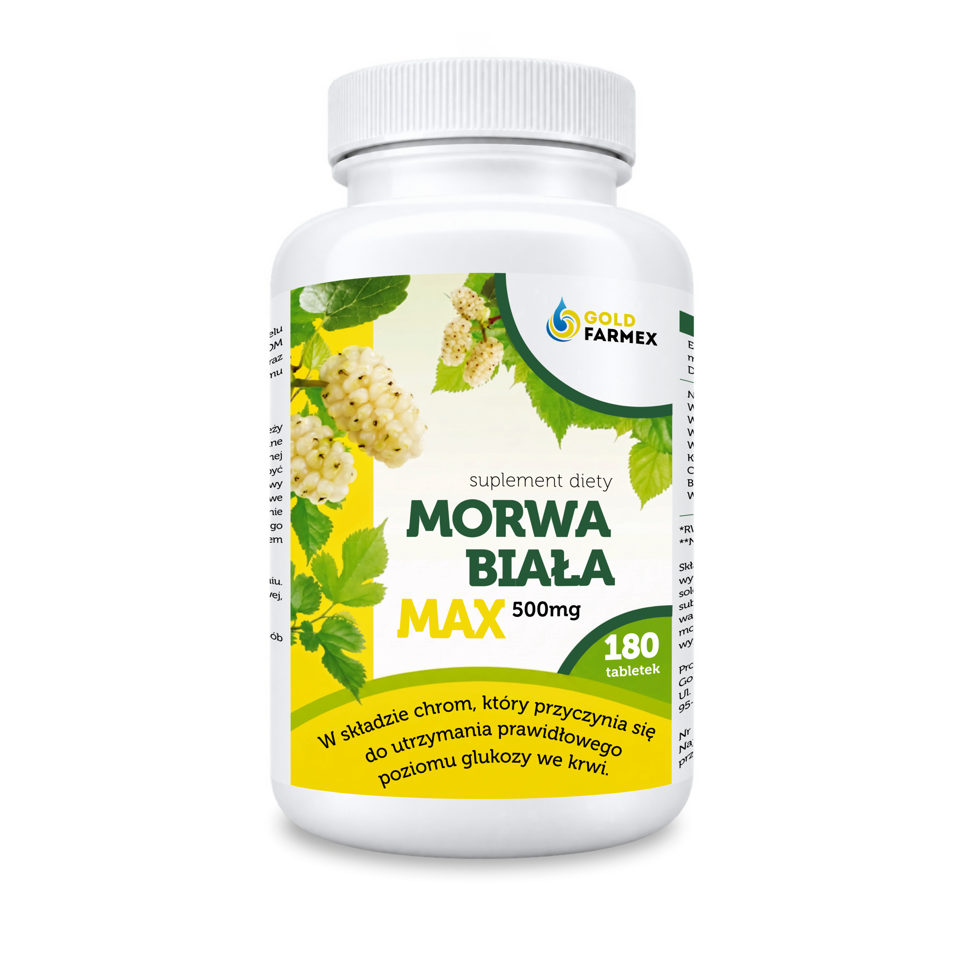 GoldFarmex Morwa biała Max 500 mg, 180 tabletek