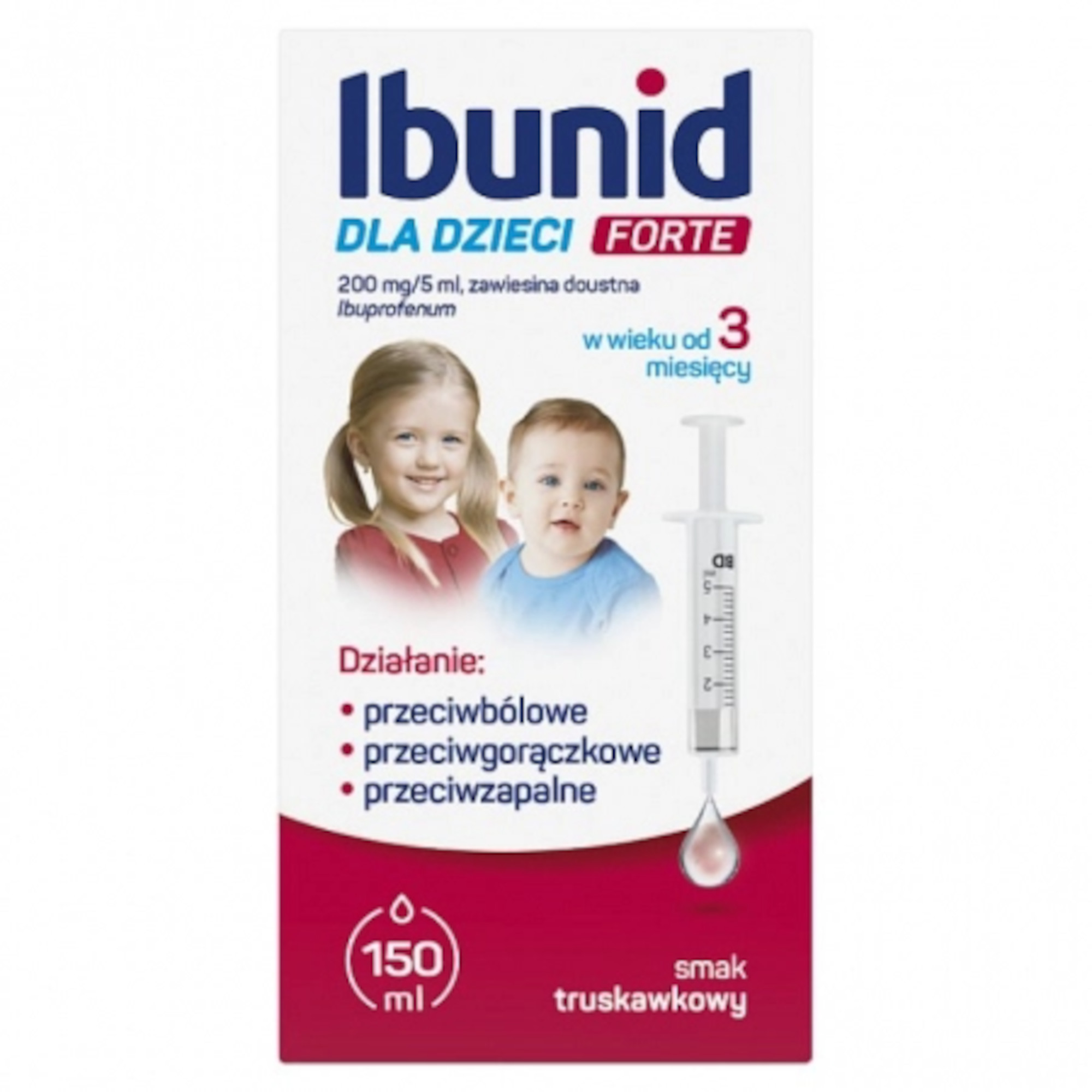 Ibunid dla dzieci Forte, 200 mg/5 ml, zawiesina doustna, 150 ml zdjęcie