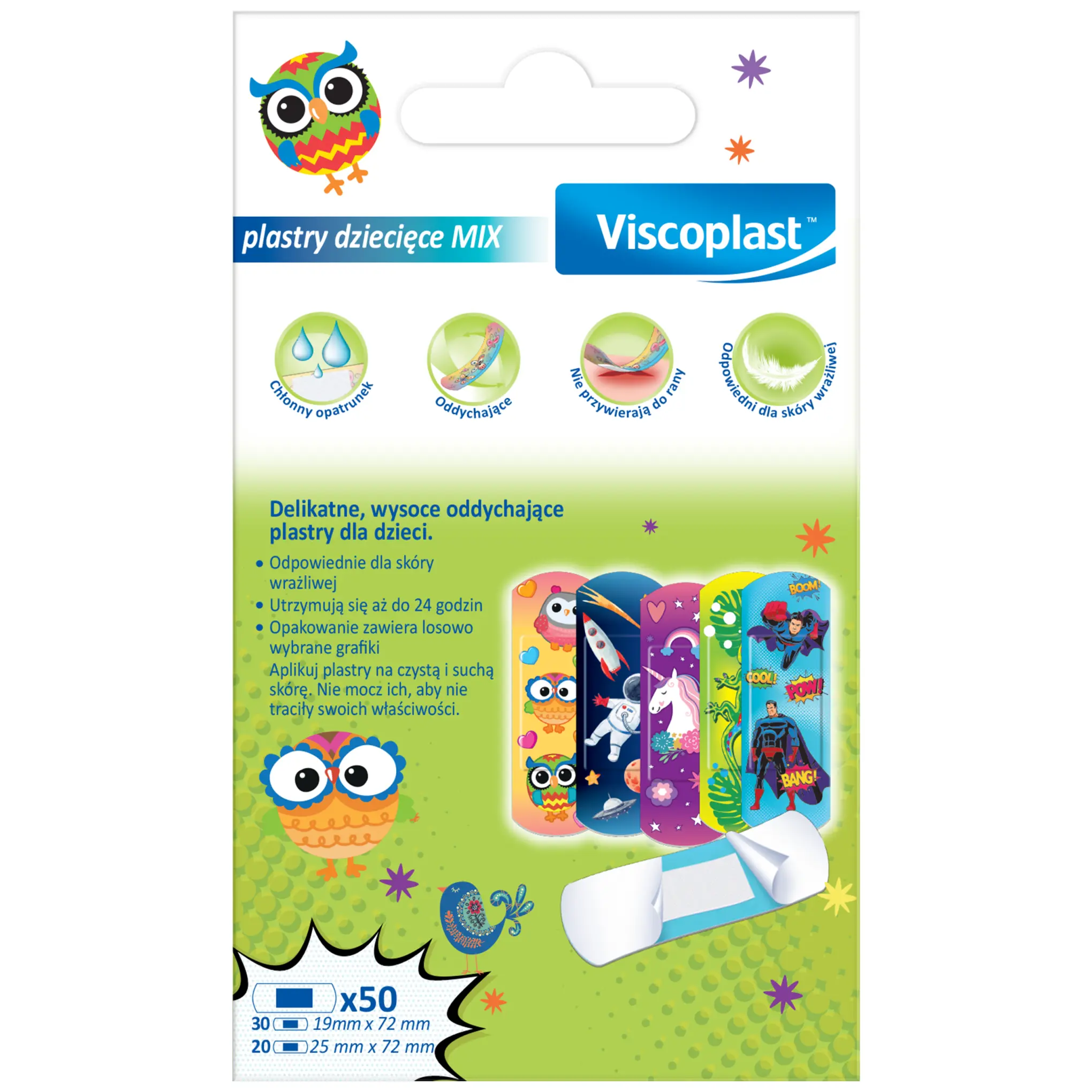 Viscoplast plastry dziecięce Mix 2 rozmiary 50 sztuk