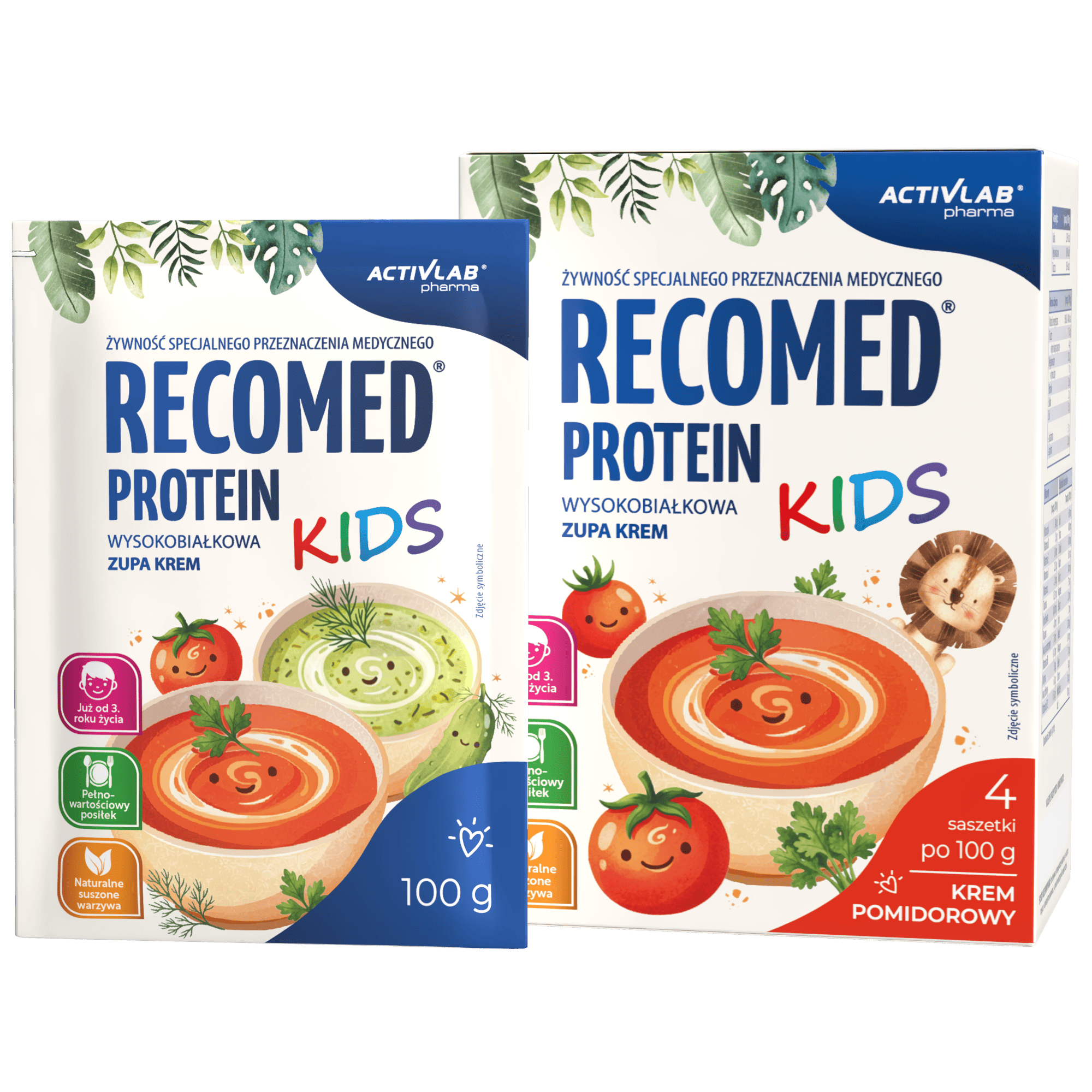 Activlab Pharma RecoMed Protein Kids krem pomidorowy, 4 saszetki x 100 g
