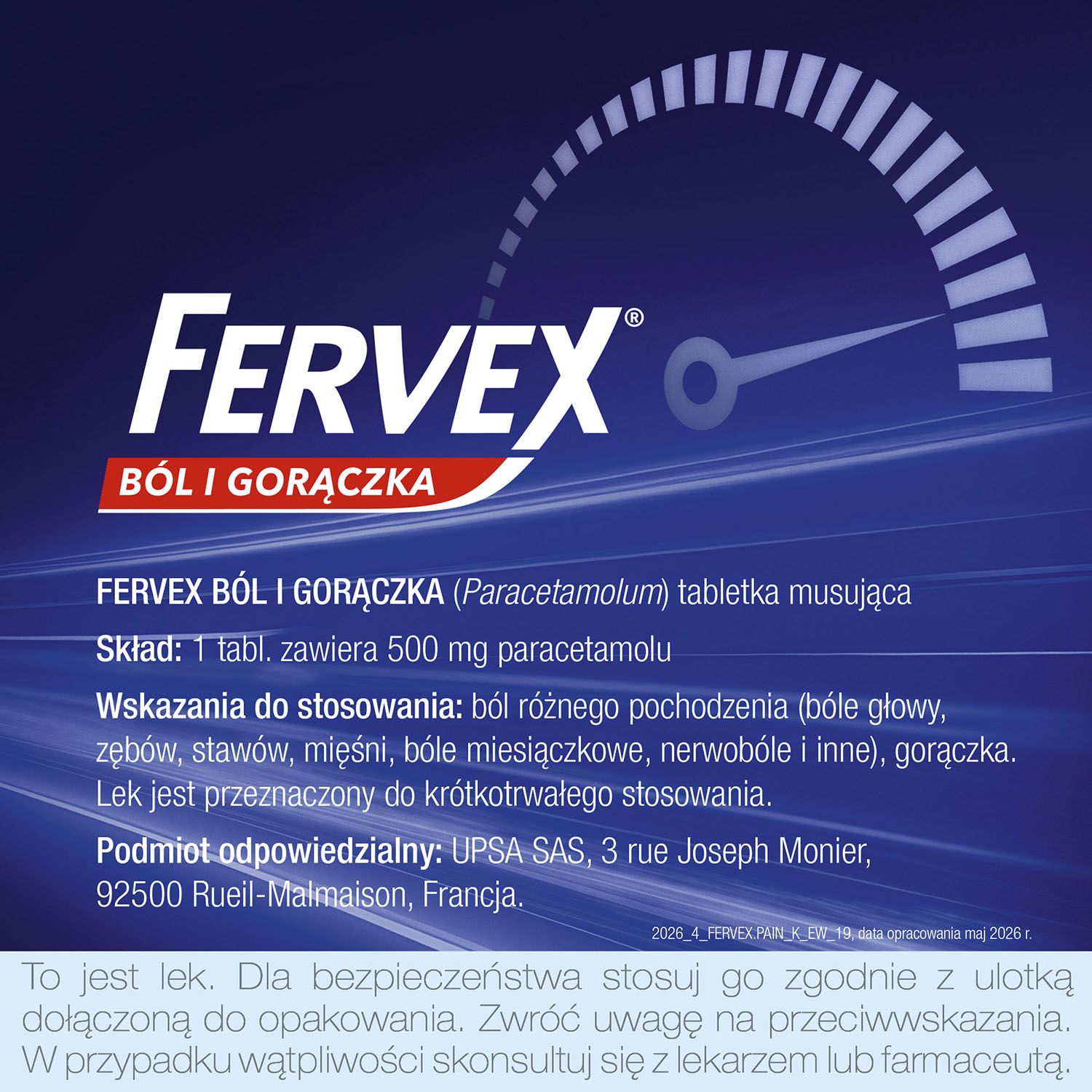 Fervex ból i gorączka, tabletki musujące, 16 sztuk