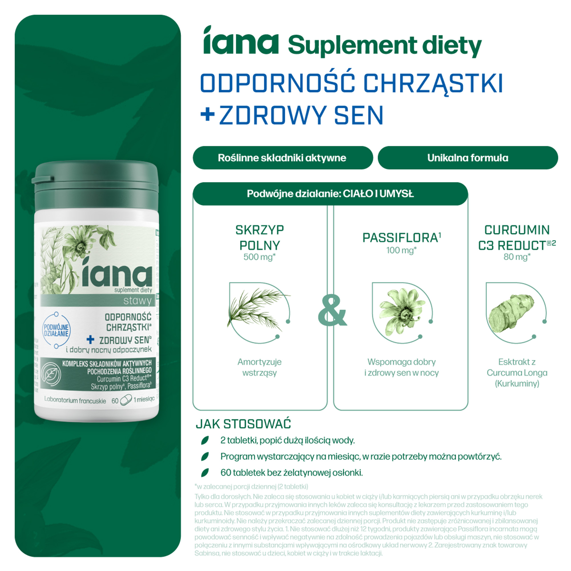 IANA Stawy Odporność Chrząstki + Zdrowy sen, tabletki, 60 sztuk