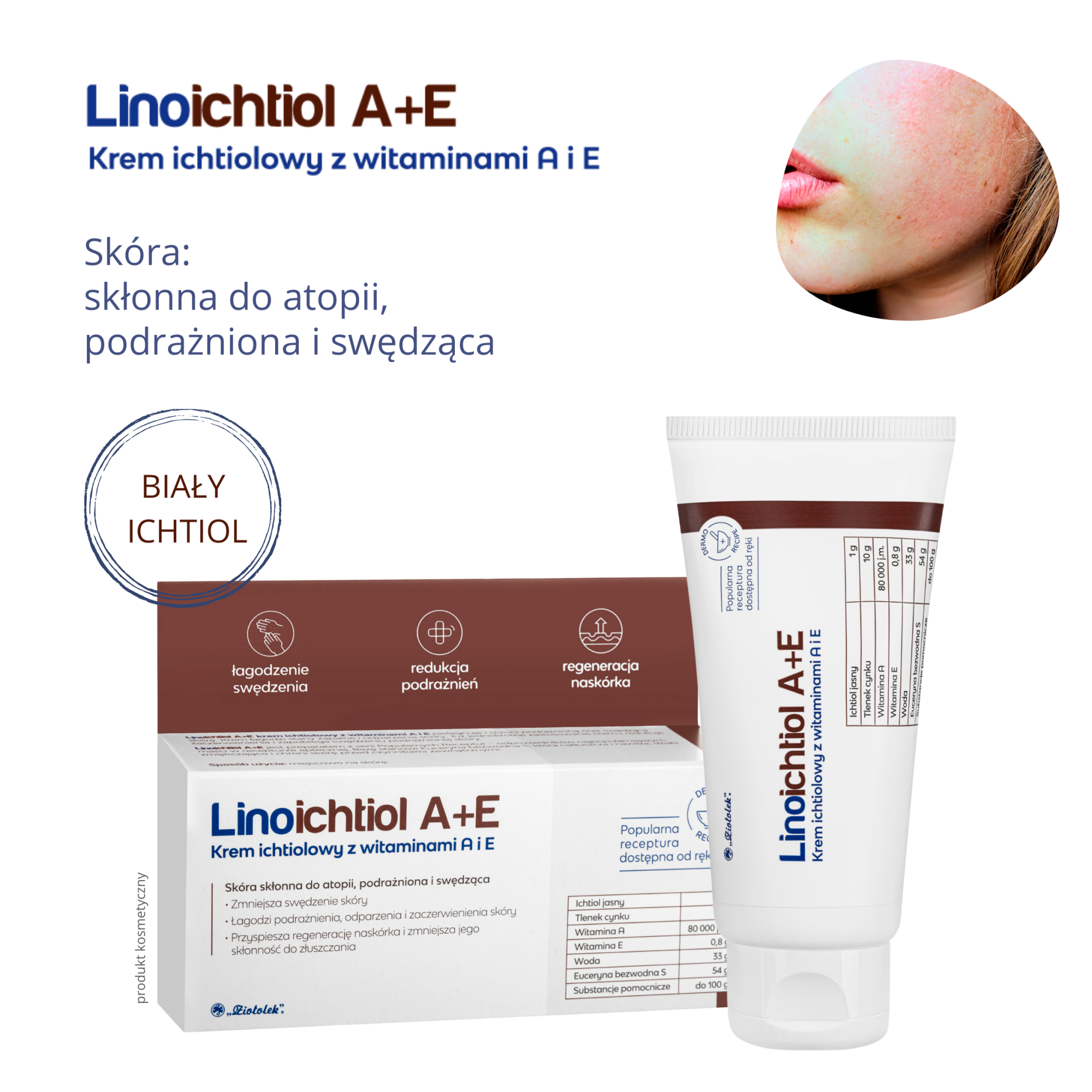 LINOICHTIOL A+E Krem ichtiolowy z witaminami A+E - 50 g